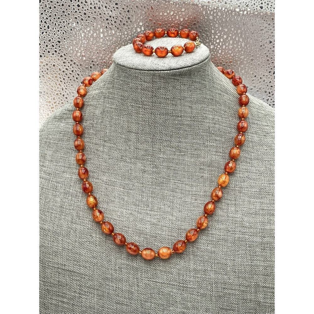 SARAH Coventry Jewelry Set Necklace Bracelet Lucite Beaded Vintage Plastic